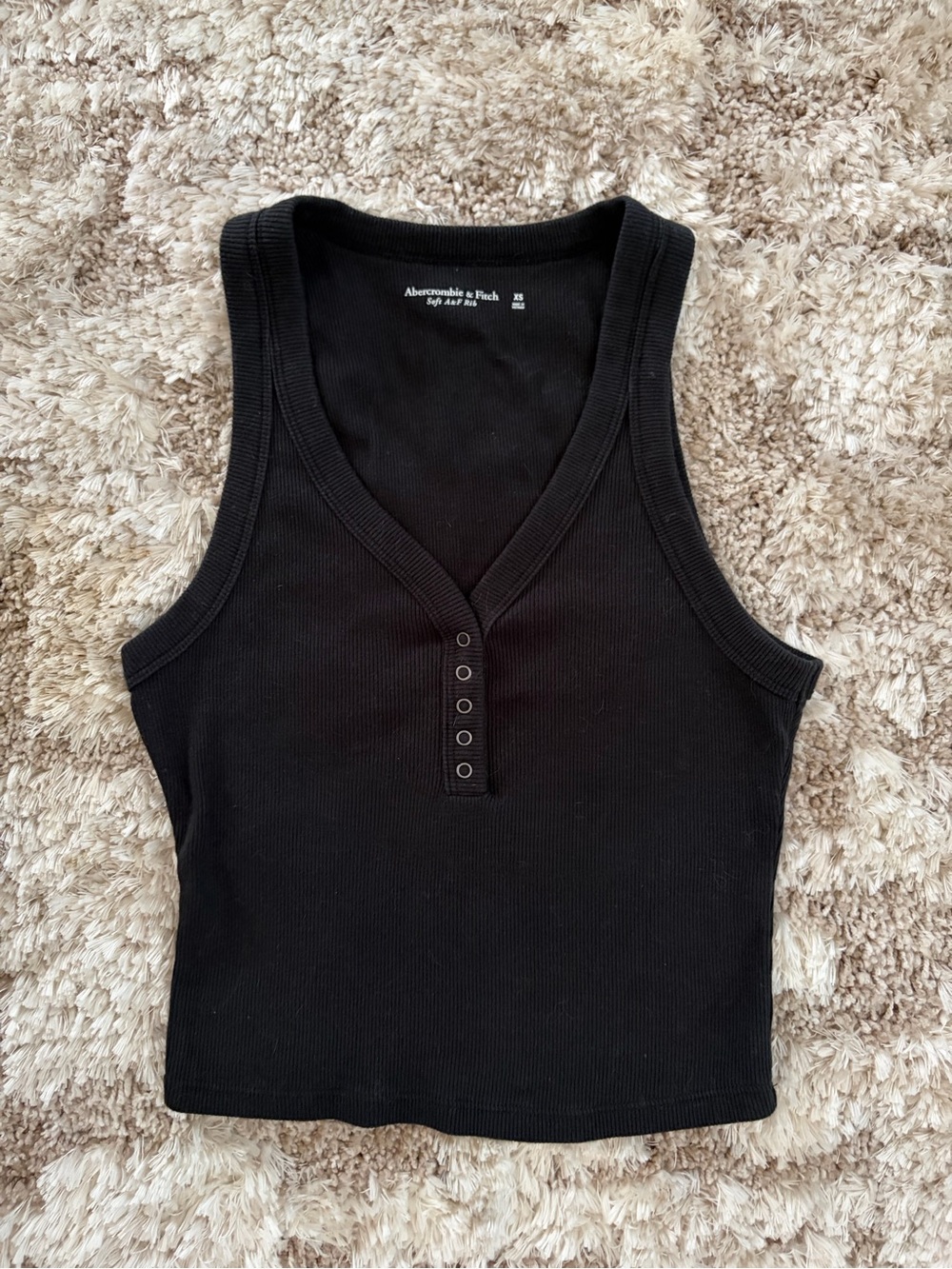 Abercrombie & Fitch Black Ribbed Henley Tank Size XS